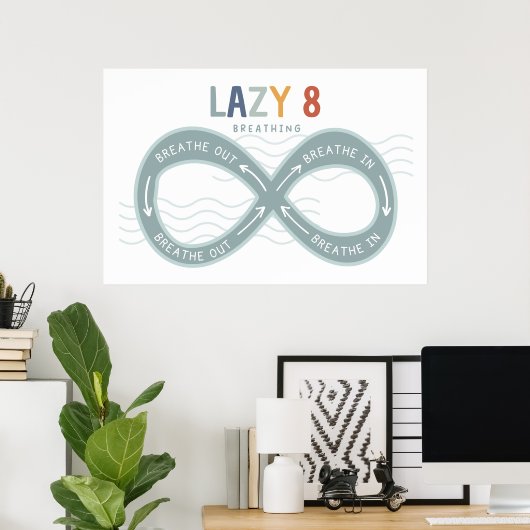 Mindful Ademhaling Lazy 8 Ademhaling Poster (Thuiskantoor)