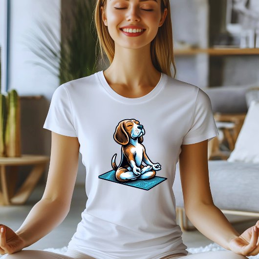 Mindful Beagle Yoga Ontwerp T-shirt