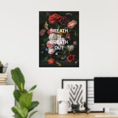Mindful Beathing Quote + Bloemen Schilderen Poster (Thuiskantoor)