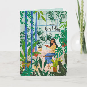 Mindful blue Greenhouse planten girl las Kaart