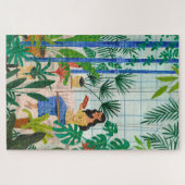 Mindful blue planten girl las legpuzzel (Horizontaal)