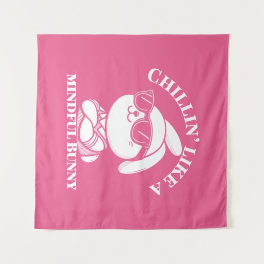 "Mindful Bunny" Esthetisch Roze Tapijt Wandkleed (Voorkant (horizontaal))