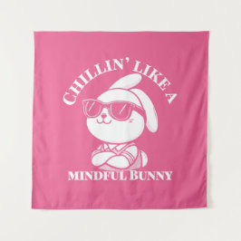 "Mindful Bunny" Esthetisch Roze Tapijt Wandkleed