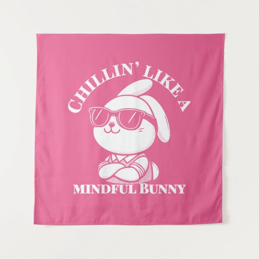 "Mindful Bunny" Esthetisch Roze Tapijt Wandkleed (Voorkant)