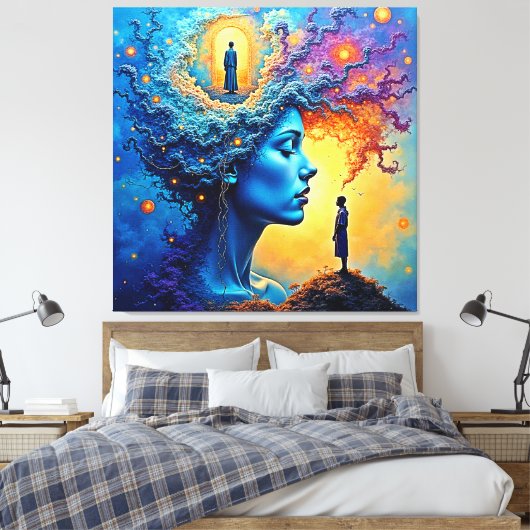 Mindful Cosmic Journey Canvas Afdruk (Insitu (Slaapkamer))