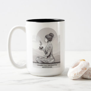 Mindful Espresso Zen Meditatie One Shot Boeddha Tweekleurige Koffiemok