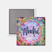 Mindful Fun Kleurrijke Floral Moderne Inspirativit Magneet (Voorkant / Achterkant)