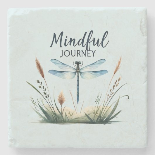 Mindful Journey - Artistieke Dragonfly Stenen Onderzetter (Voorkant)
