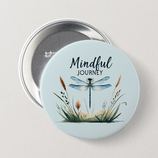 Mindful Journey - Dragonfly Natuur Ronde Button 7,6 Cm (Voorkant /achterkant)