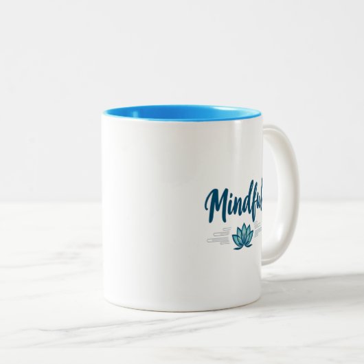 Mindful Lotus Flower Mok - Blauw Interieur (Voorkant rechts)