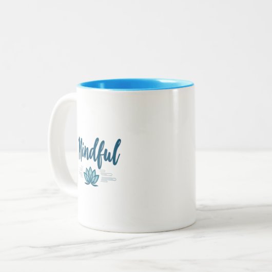 Mindful Lotus Flower Mok - Blauw Interieur (Voorkant links)
