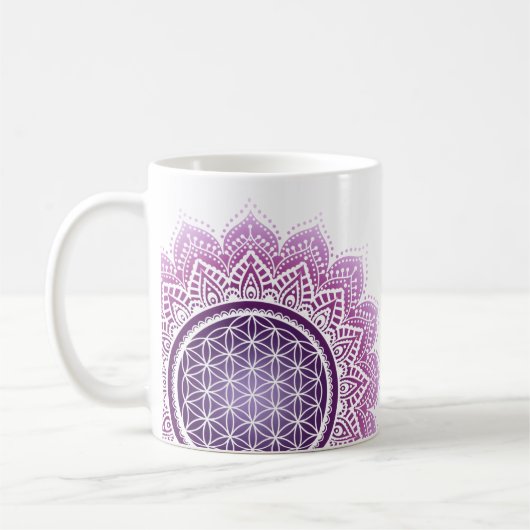 Mindful mandala Bloem des levens paars Koffiemok (Links)