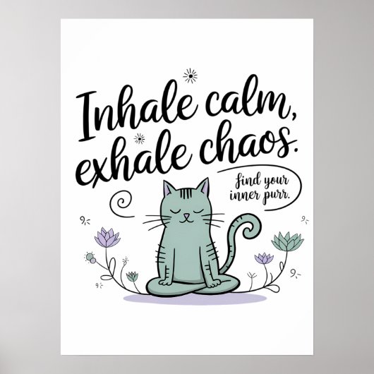 Mindful Meditatie Kat Schetsboek Ontwerp Poster (Voorkant)