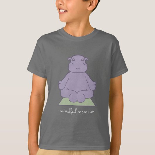 Mindful Moment Hippo Kinder Dark T-Shirt (Voorkant)