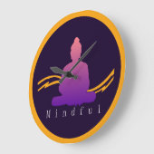 "Mindful" Mooie Boeddha wandklok. Grote Klok (Hoek)