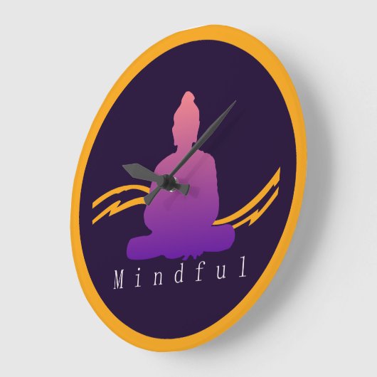 "Mindful" Mooie Boeddha wandklok. Grote Klok (Hoek)