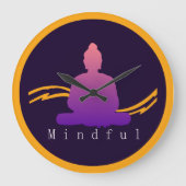 "Mindful" Mooie Boeddha wandklok. Grote Klok (Voorkant)
