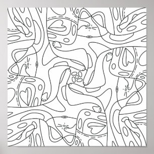 Mindful Summer: Funny Melting Cats Kleuren Poster