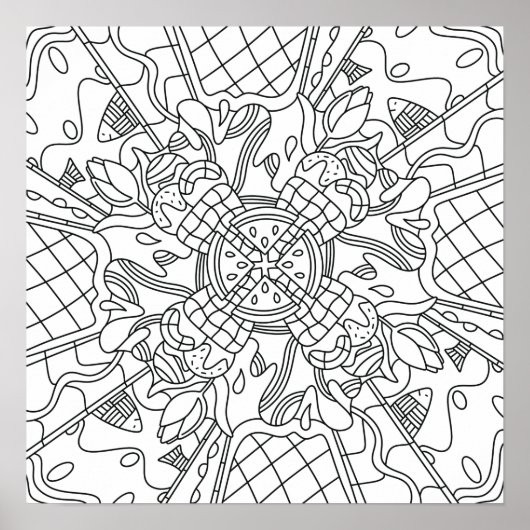 Mindful Zomer: Creatieve en Speelse Kleurplaten Poster (Voorkant)