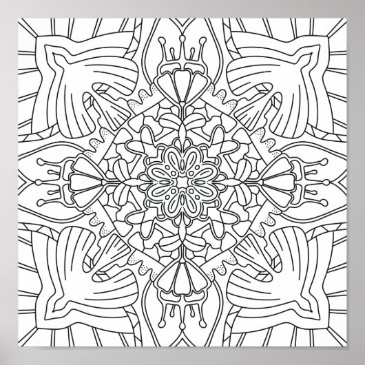 Mindful Zomer: Vreedzame Botanische Kleuring Poster (Voorkant)
