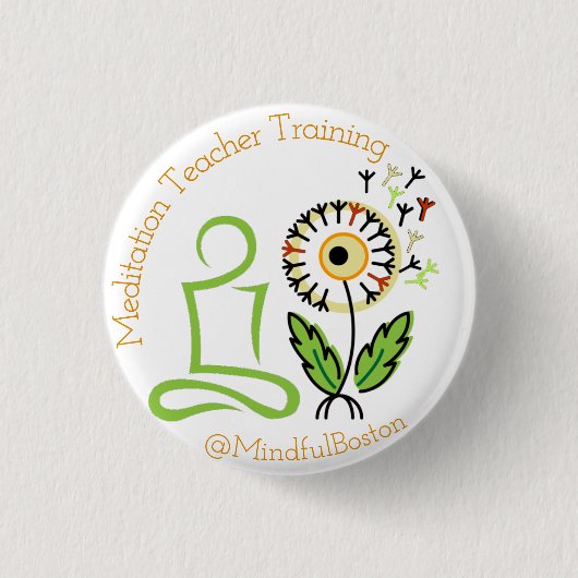 MindfulBoston Button: Meditation Teacher Training Ronde Button 3,2 Cm (Voorkant)