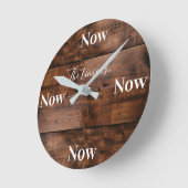 Mindfulness Clock met Faux Wood Background Ronde Klok (Hoek)