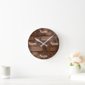 Mindfulness Clock met Faux Wood Background Ronde Klok (Huis)