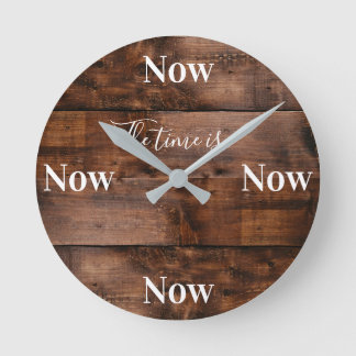 Mindfulness Clock met Faux Wood Background Ronde Klok
