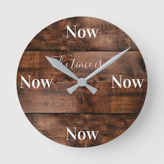 Mindfulness Clock met Faux Wood Background Ronde Klok (Voorkant)