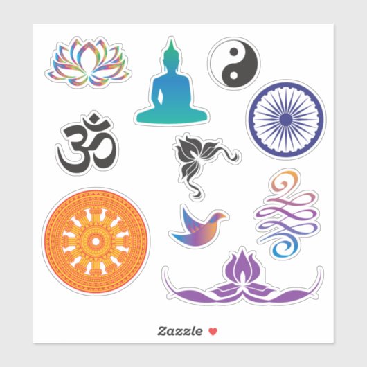 Mindfulness en boeddhistische symbolen sticker (Vel)