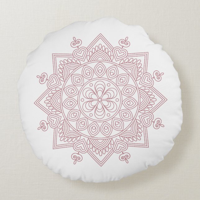 Mindfulness Mandala ontwerp rond kussen (Achterkant)