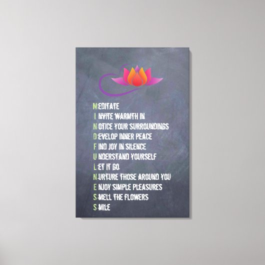 Mindfulness Muurkunst Letter Uitdrukkingen Krijtbo Canvas Afdruk (Voorkant)