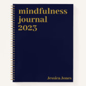 Mindfulness Navy Blue Gold Minimalist Notitieboek (Voorkant)