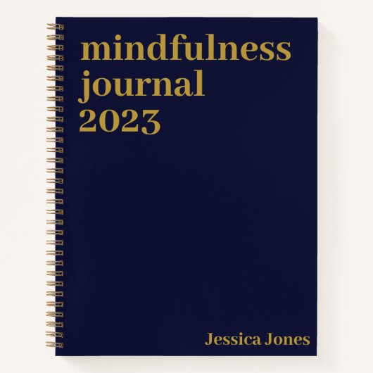Mindfulness Navy Blue Gold Minimalist Notitieboek (Voorkant)
