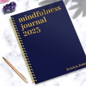 Mindfulness Navy Blue Gold Minimalist Notitieboek