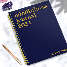 Mindfulness Navy Blue Gold Minimalist Notitieboek