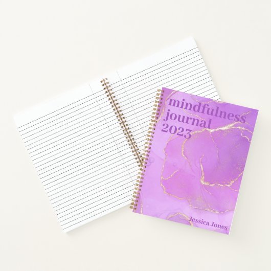 Mindfulness Purpleplein Pink Gold Waterverf gemarm Notitieboek (Binnen)