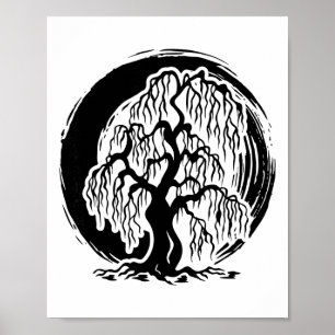 Mindfulness treurwilg boom meditatie boeddhisme poster