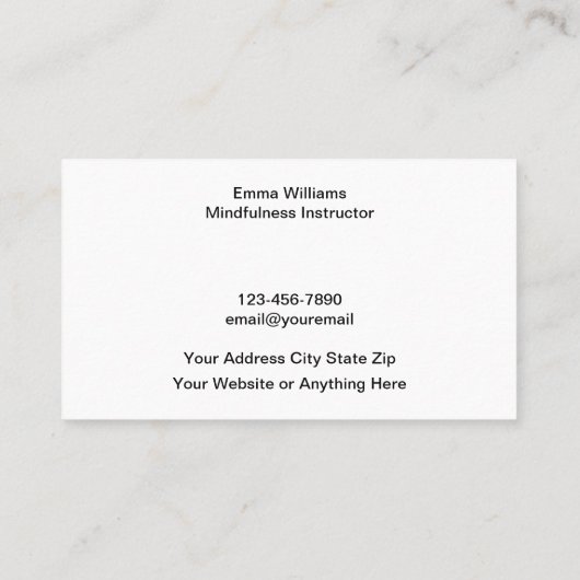 Mindfulness Visitekaartjes van de klasse Yoga (Achterkant)