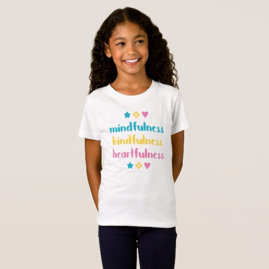 Mindfulness, vriendelijkheid, oplettendheid t-shirt (Voorkant volledig)