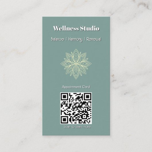 Mindfulness Wellness Consultant Zen Lotus Blauwgro Afsprakenkaartje (Voorkant)