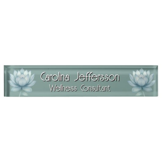 Mindfulness Wellness Consultant Zen Lotus Blauwgro Naambordje (Voorkant)
