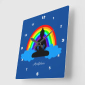 Mindheid & Regenboogboeddha-medaille/Yoga Vierkante Klok (Hoek)