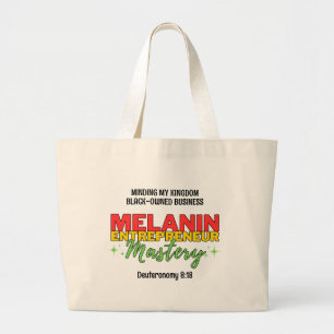 Minding Mijn Black-Owned Business MELANIN MEESTERS Grote Tote Bag