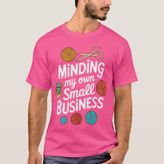 Minding My Own Small Business Sewing Knitting Croc T-shirt (Voorkant)