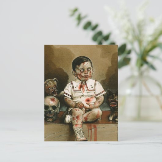 Mindless boy zombie Merch Briefkaart (Staand voorkant)