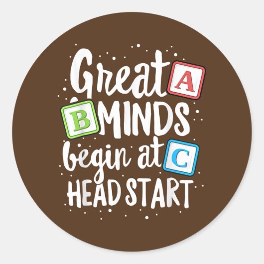 Minds Hoofd leraar Voorschools leren Ronde Sticker (Voorkant)