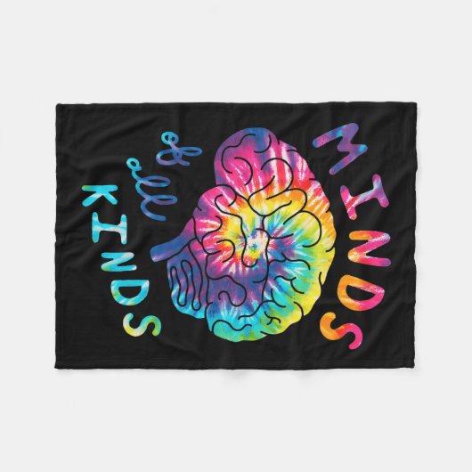 Minds Neurodiversity Tie Dye Autism A Fleece Deken (Voorkant (Horizontaal))