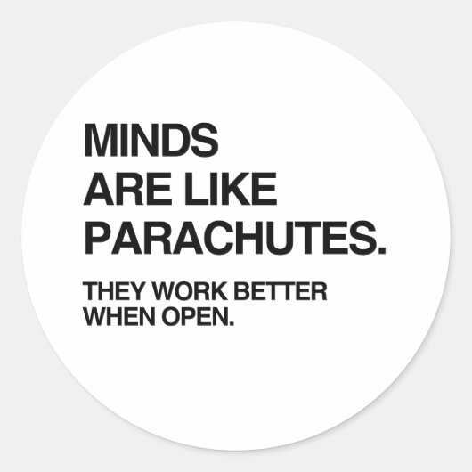 MINDS ZIJN ALS PARACHUTES.png Ronde Sticker (Voorkant)
