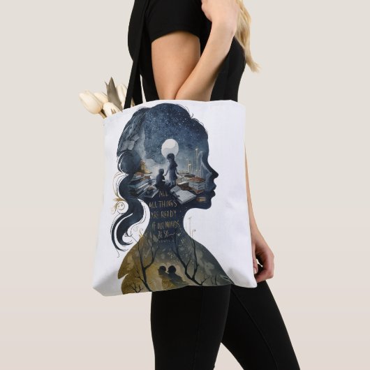 Mindscape: Chic Inspirerend Pastel Modern Tote Bag (Dichtbij)